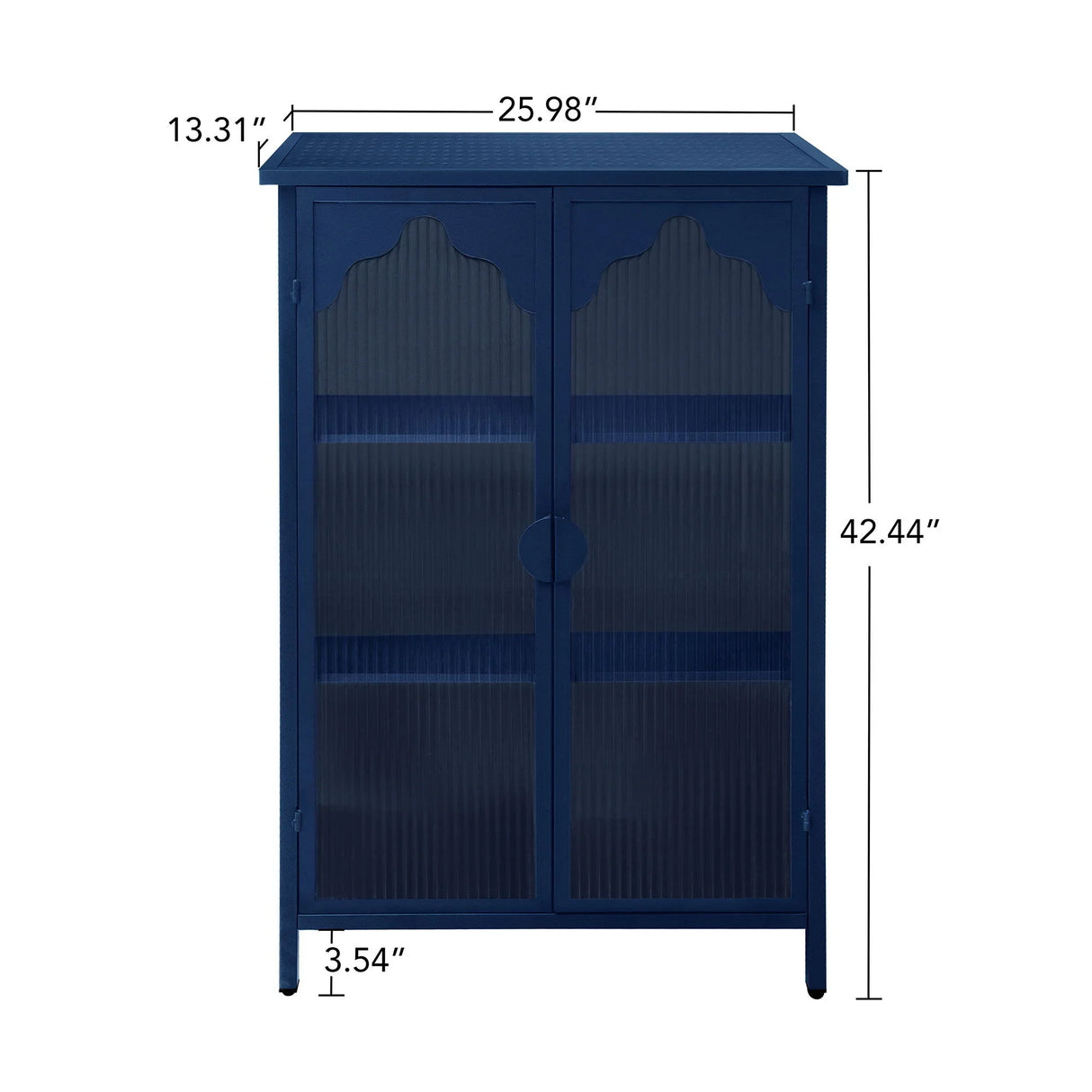 2 Doors Metal Storage Cabinet With Glass Doors - Dark Blue - Furniture Home Direct