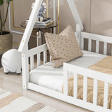 Tent-Shaped Floor Bed, Teepee Bed With Guardrails, Slats - Furniture Home Direct