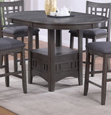 Dining Table Round Counter Height With Shelf Solid Wood Gray - Furniture Home Direct