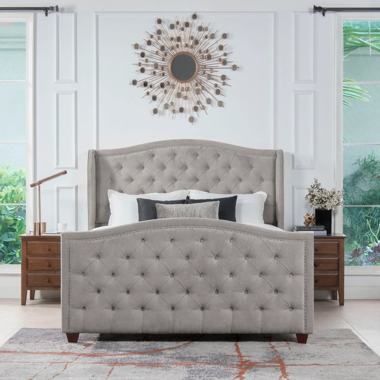 Marcella - Upholstered Shelter Headboard Bed Set - Furniture Home Direct