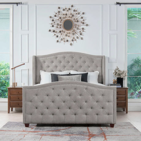 Marcella - Upholstered Shelter Headboard Bed Set - Furniture Home Direct