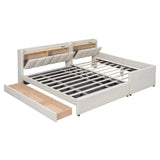 Platform Bed With Storage Drawers And USB Ports Beige - Furniture Home Direct