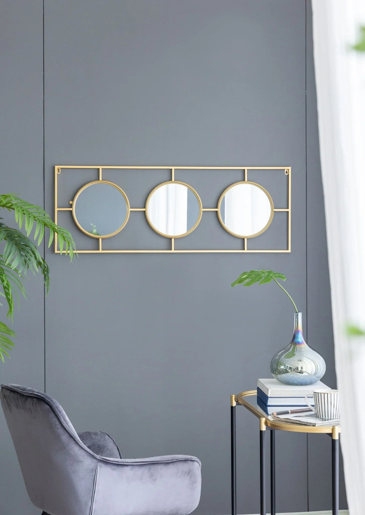 3 Mirror Piece Wall Mirror InRectangular Frame, Home Wall Decor For Bedroom Living Room - Furniture Home Direct