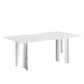 Modern Minimalist Dining Table With Imitation Marble Glass Desktop And Metal Legs - Furniture Home Direct