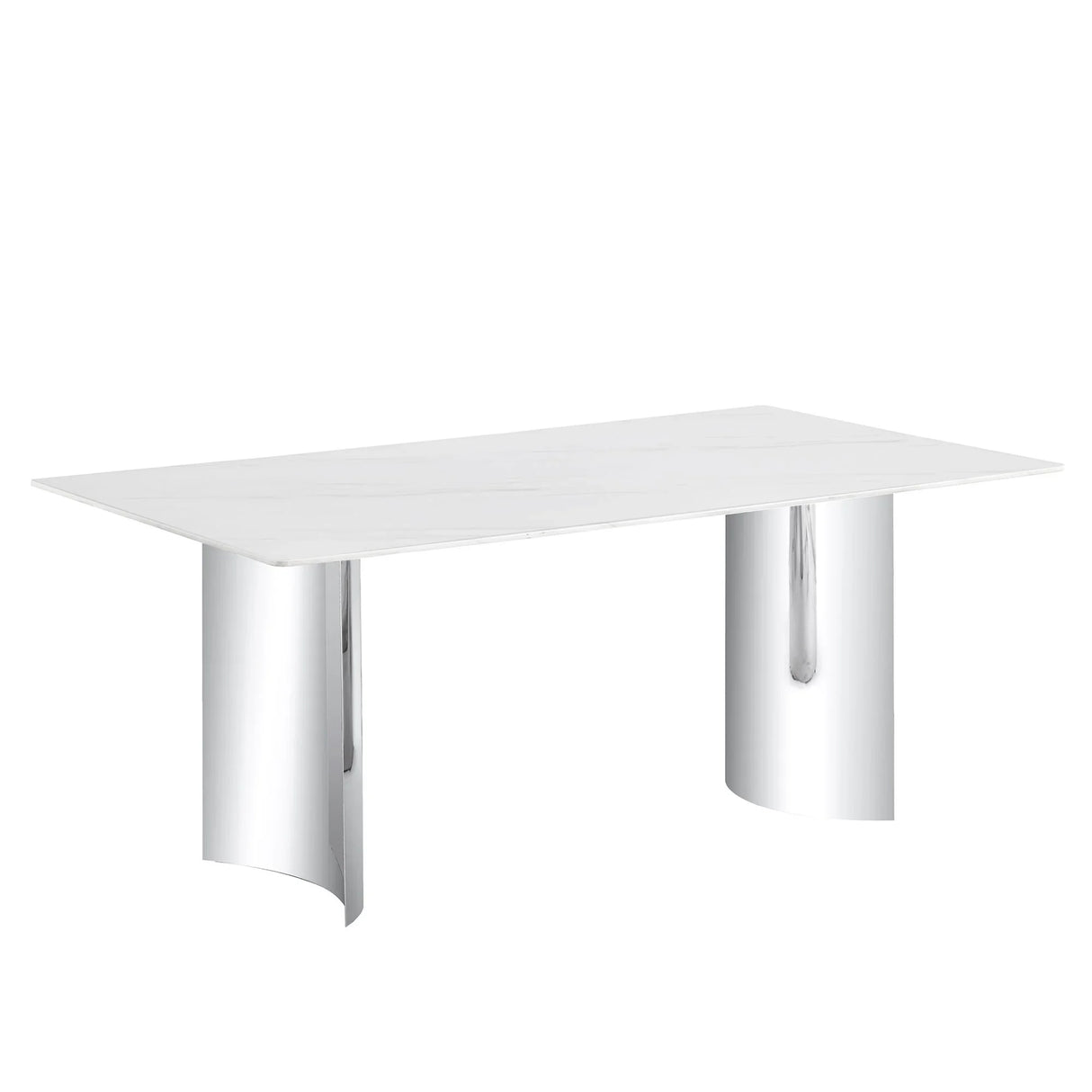 Modern Minimalist Dining Table With Imitation Marble Glass Desktop And Metal Legs - Furniture Home Direct