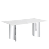 Modern Minimalist Dining Table With Imitation Marble Glass Desktop And Metal Legs - Furniture Home Direct