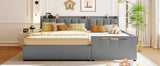 Platform Bed Upholstered Storage Hydraulic Drawers Gray - Furniture Home Direct