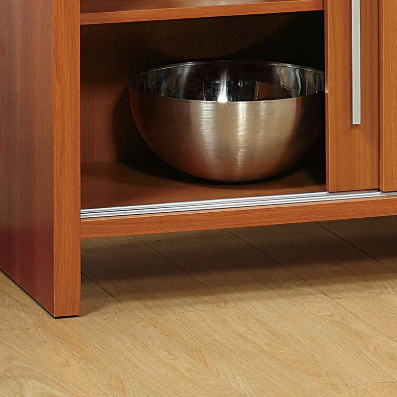 Sideboard Buffet Entry Cabinet Sliding Doors Metal Bar Handles Four Shelves - Furniture Home Direct