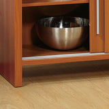 Sideboard Buffet Entry Cabinet Sliding Doors Metal Bar Handles Four Shelves - Furniture Home Direct