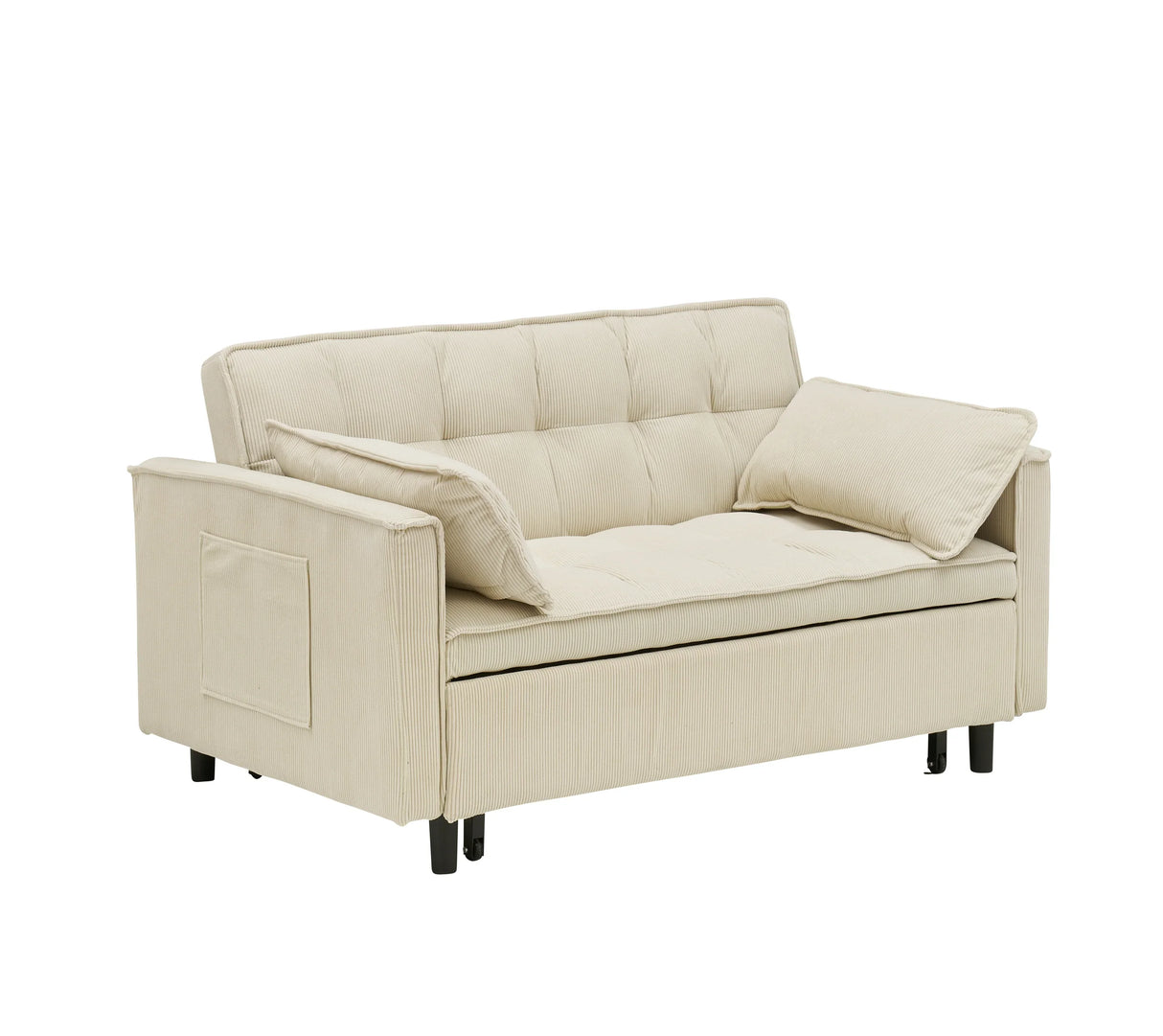 54.30-inch Love Seat with Pull Out Bed - beige - Furniture Home Direct