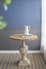 Antique Round Wood Table - Antique White / Gray - Furniture Home Direct