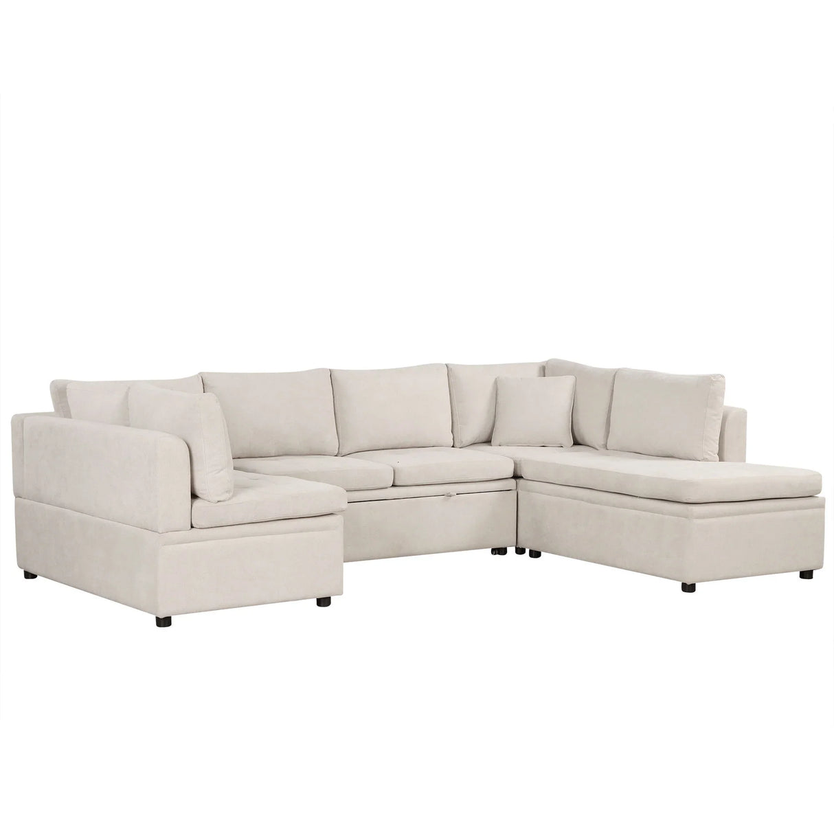Oversized Sectional Sofa U-Shaped Sofa Couch Pull-Out Sofa Bed With Two Throw Pillows For Living Room - Furniture Home Direct