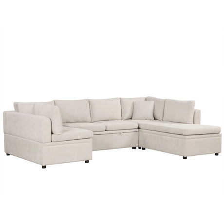Oversized Sectional Sofa U-Shaped Sofa Couch Pull-Out Sofa Bed With Two Throw Pillows For Living Room - Furniture Home Direct