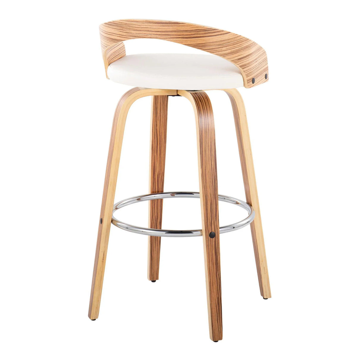 Grotto - Contemporary Fixed Height Barstool With Swivel With Round Footrest (Set of 2) - Furniture Home Direct