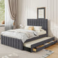 Upholstered Platform Bed With Twin Size Trundle And 3 Drawers - Furniture Home Direct