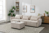 113.3 Modular Sectional With Ottoman And USB C Ports Beige - Furniture Home Direct