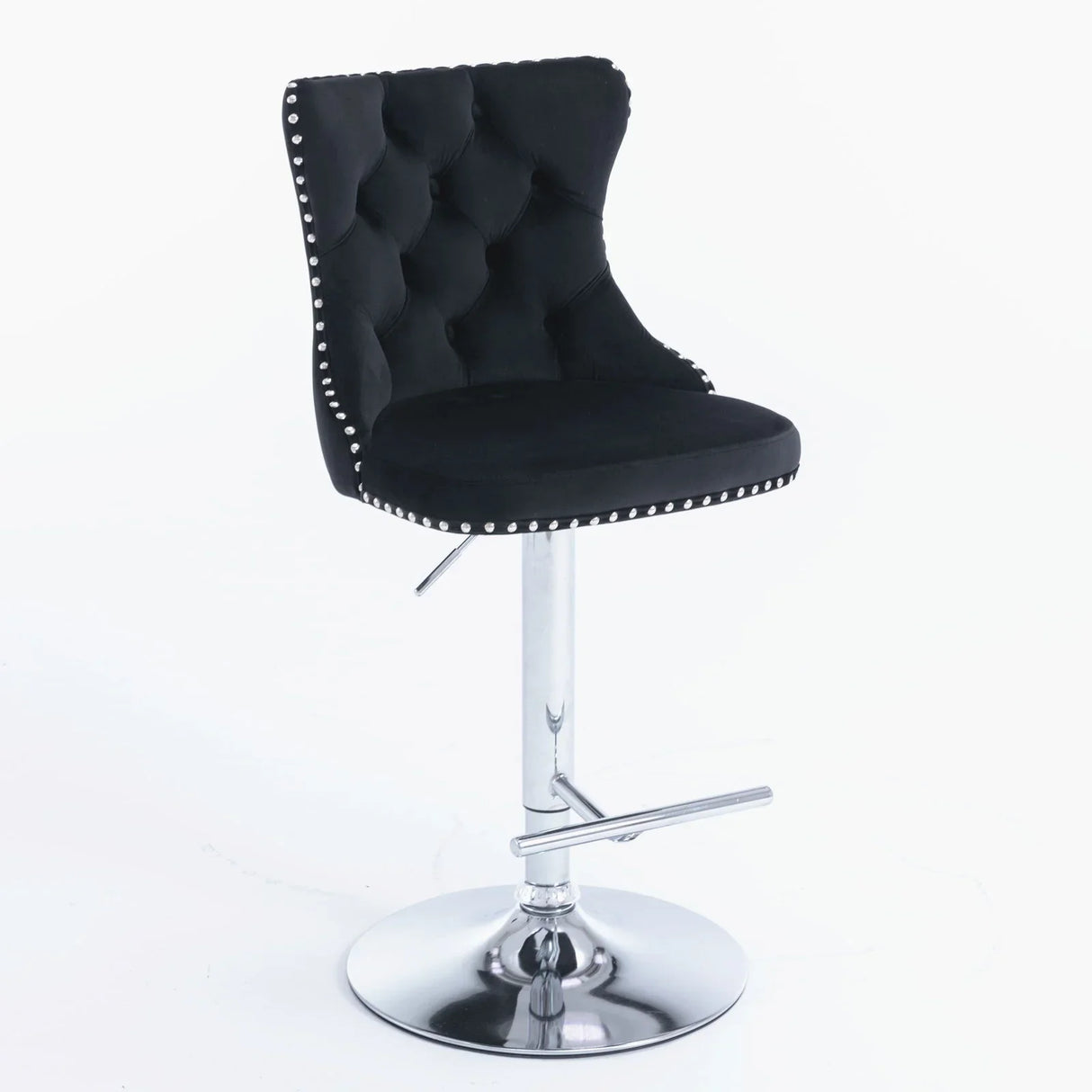 Swivel Velvet Barstools Adjusatble Seat Height From 25-33", Modern Upholstered Chrome Base Bar Stools With Backs Comfortable Tufted For Home Pub And Kitchen Island (Set of 2) - Furniture Home Direct