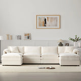Modular Sectional With Deep And Wide Seat, Cloud Couch Set With Double Cushions Sofa With Movable Ottoman - Furniture Home Direct