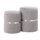 Cinch - Contemporary / Glam Nesting Ottoman Set - Chrome / Silver - Furniture Home Direct