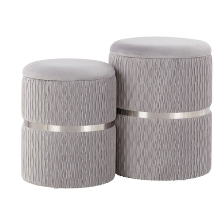 Cinch - Contemporary / Glam Nesting Ottoman Set - Chrome / Silver - Furniture Home Direct