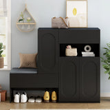 Elegant 2 In 1 Shoe Cabinets With Soft Cushion Versatile Shoe Rack Organizer With Adjustable Shelves - Furniture Home Direct