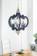 Wood Chandelier 6 Light Farmhouse Pendant Lighting Wood Hanging Light Fixture For Kitchen Living Dining Room, Bulb Not Included - Cream - Furniture Home Direct