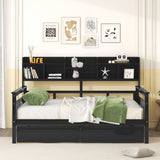 Daybed, Wood Slat Support, With Bedside Shelves And Two Drawers - Furniture Home Direct