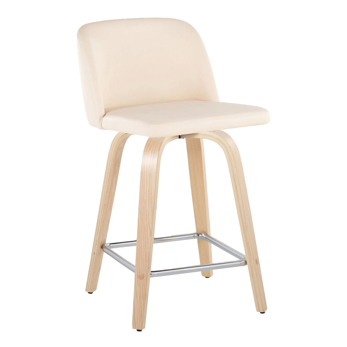 Toriano - Contemporary Fixed Height Counter Stool With Swivel With Square Footrest (Set of 2) - Furniture Home Direct
