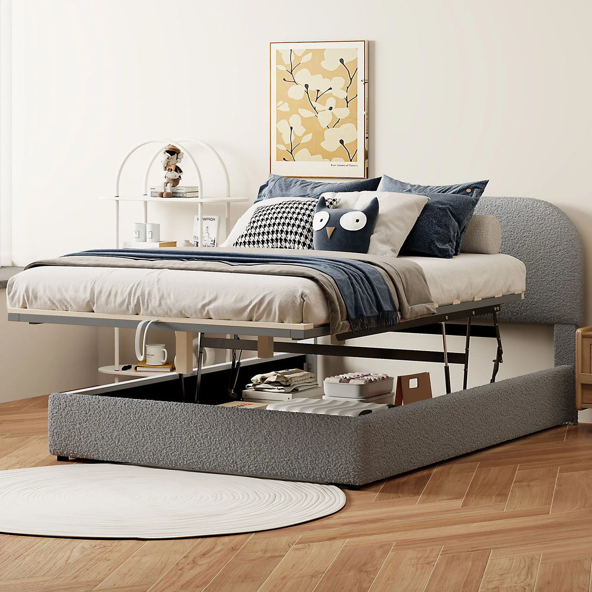 Upholstered Platform Bed With Hydraulic Storage System - Furniture Home Direct