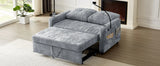 Sleeper Sofa With Adjustable Backrest, Two Cup Holders, Phone Holder, Three Charging Ports And Side Storage Pockets - Gray - Furniture Home Direct