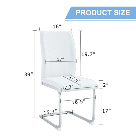 Dining Chairs Set of 8 Modern Metal Frame PU Leather White - Furniture Home Direct