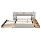 Upholstered Platform Bed With Reading Lights, Drawers, Trundle And Shelves - Furniture Home Direct