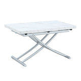 Modern Minimalist Multifunctional Lift Table With Metal Legs - White / Silver - Furniture Home Direct