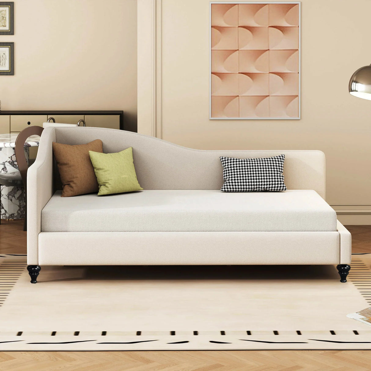 Modern L Shaped Linen Daybed With Legs - Furniture Home Direct