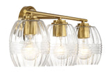 Luster - 3 Lights Vanity With Clear For Bathrooms Above Mirror Wall Lamp Satin - Clear / Gold - Furniture Home Direct