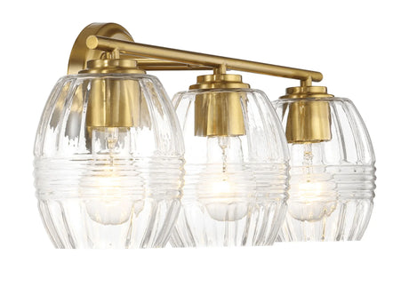 Luster - 3 Lights Vanity With Clear For Bathrooms Above Mirror Wall Lamp Satin - Clear / Gold - Furniture Home Direct