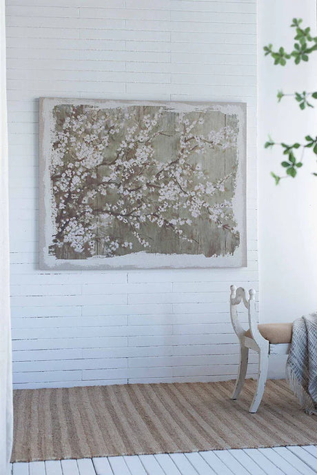 Large Cherry Blossom Canvas Art Print, Home Decor Accent Piece - Gray / White Matte - Furniture Home Direct