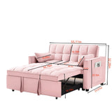 Modern Velvet Convertible Loveseat Futon Sofa With Pullout Bed, Reclining Backrest - Furniture Home Direct
