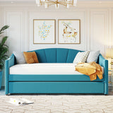 Upholstered Daybed Sofa Bed With Trundle Bed And Wood Slat - Furniture Home Direct