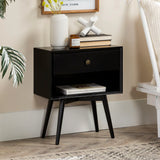 Mid-Century Modern Single Drawer Solid Wood Nightstand - Furniture Home Direct