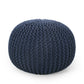 Bordeaux - Knitted Cotton Round Pouf Ottoman, Floor Cushion - Furniture Home Direct