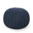Bordeaux - Knitted Cotton Round Pouf Ottoman, Floor Cushion - Furniture Home Direct
