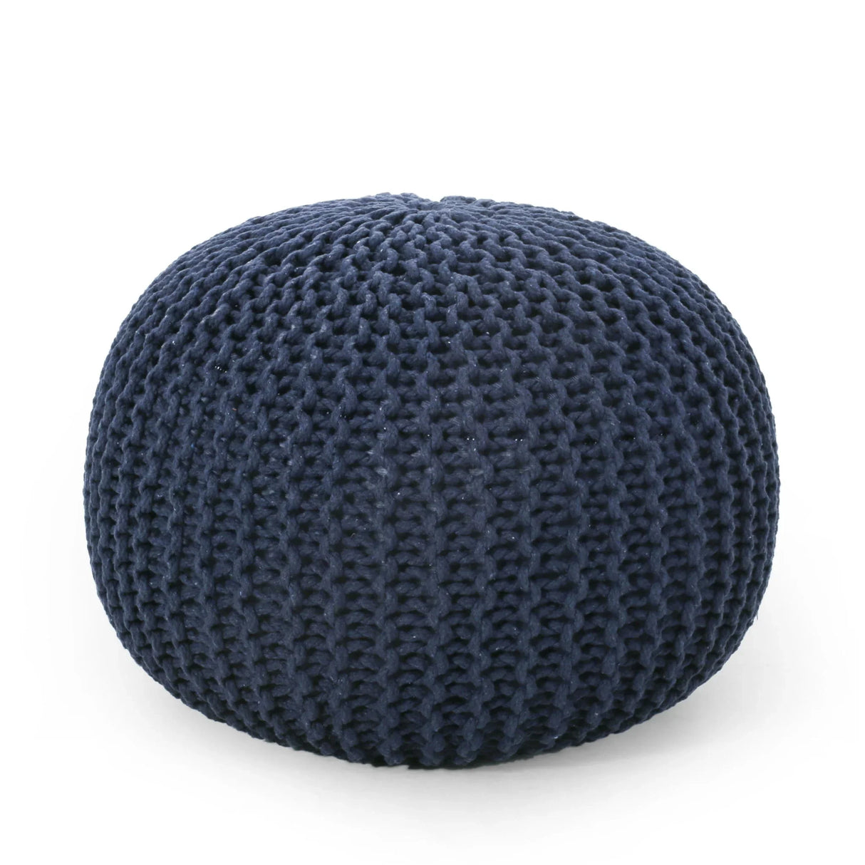 Bordeaux - Knitted Cotton Round Pouf Ottoman, Floor Cushion - Furniture Home Direct