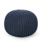 Bordeaux - Knitted Cotton Round Pouf Ottoman, Floor Cushion - Furniture Home Direct