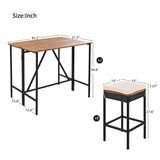 Outdoor Acacia Wood Bar Height Table And Eight Stools With Cushions - Furniture Home Direct