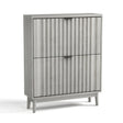 Shoe Cabinet With 2 Flip Drawers, Fluted Shoe Storage Cabinet For Entryway, Free Standing Shoe Storage Organizer With Wave Doors For Heels, Boots, Slippers In Hallway, Living Room - Gray - Furniture Home Direct