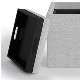 Rockwood - Upholstered Cube Storage Ottoman With Tray - Furniture Home Direct