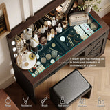 Makeup Vanity Desk With Large Mirror And Lights Black - Furniture Home Direct