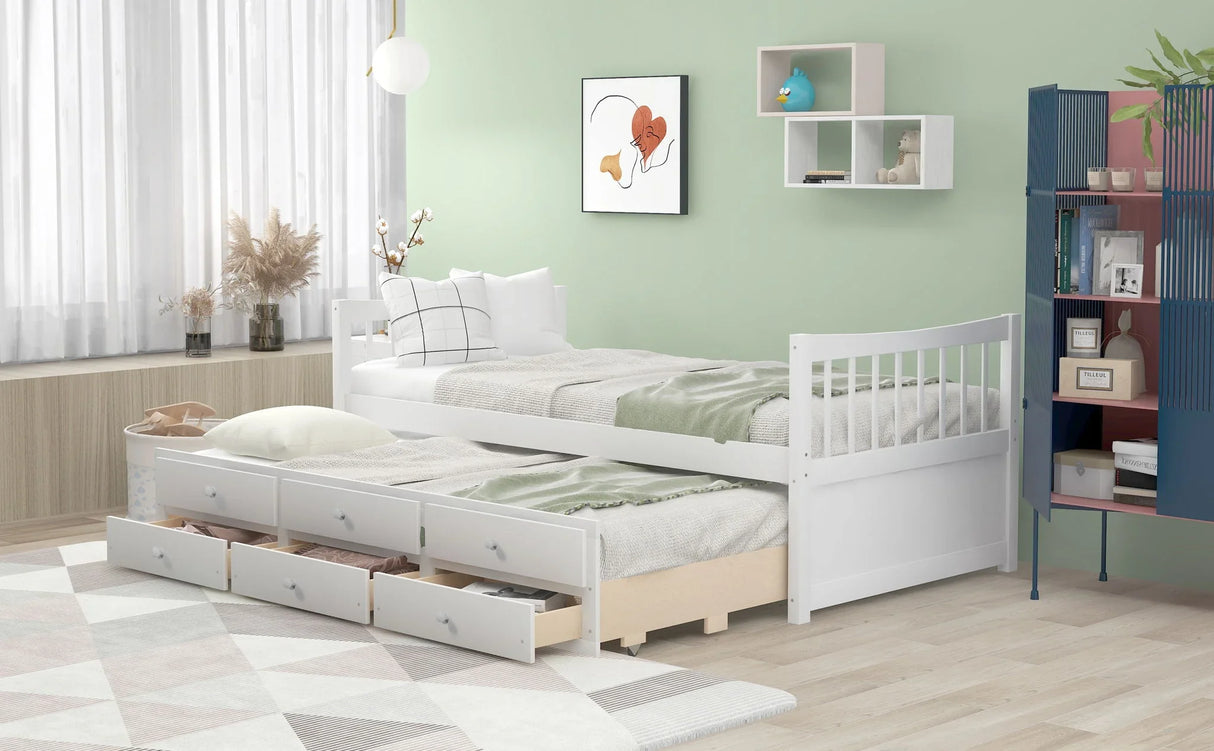 Twin Size Daybed With Trundle And Drawers - Furniture Home Direct
