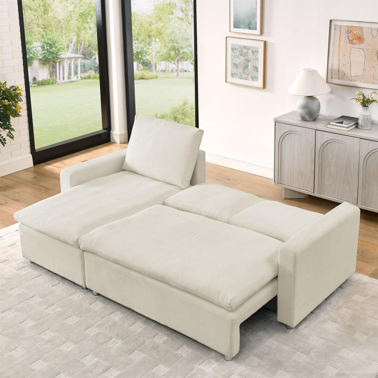 Convertible L Shaped Sleeper Sofa Bed With Reversible Chaise And Storage - Furniture Home Direct